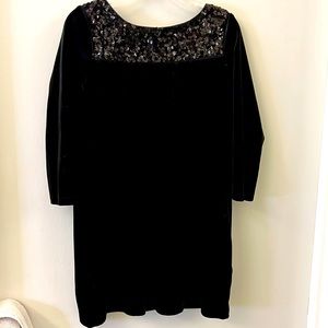 Girls’ Black Velvet Sequined Land's End Holiday Dress